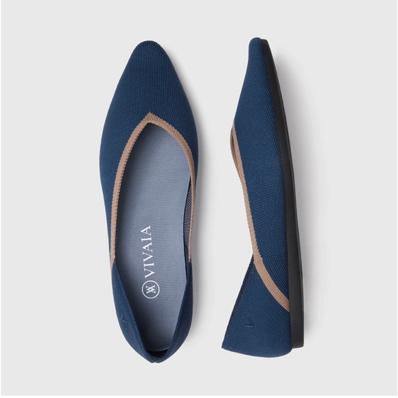 Vivaia Collection pointed toe flat, Marine Blue, WASHABLE, like Rothy’s - Picture 1 of 6